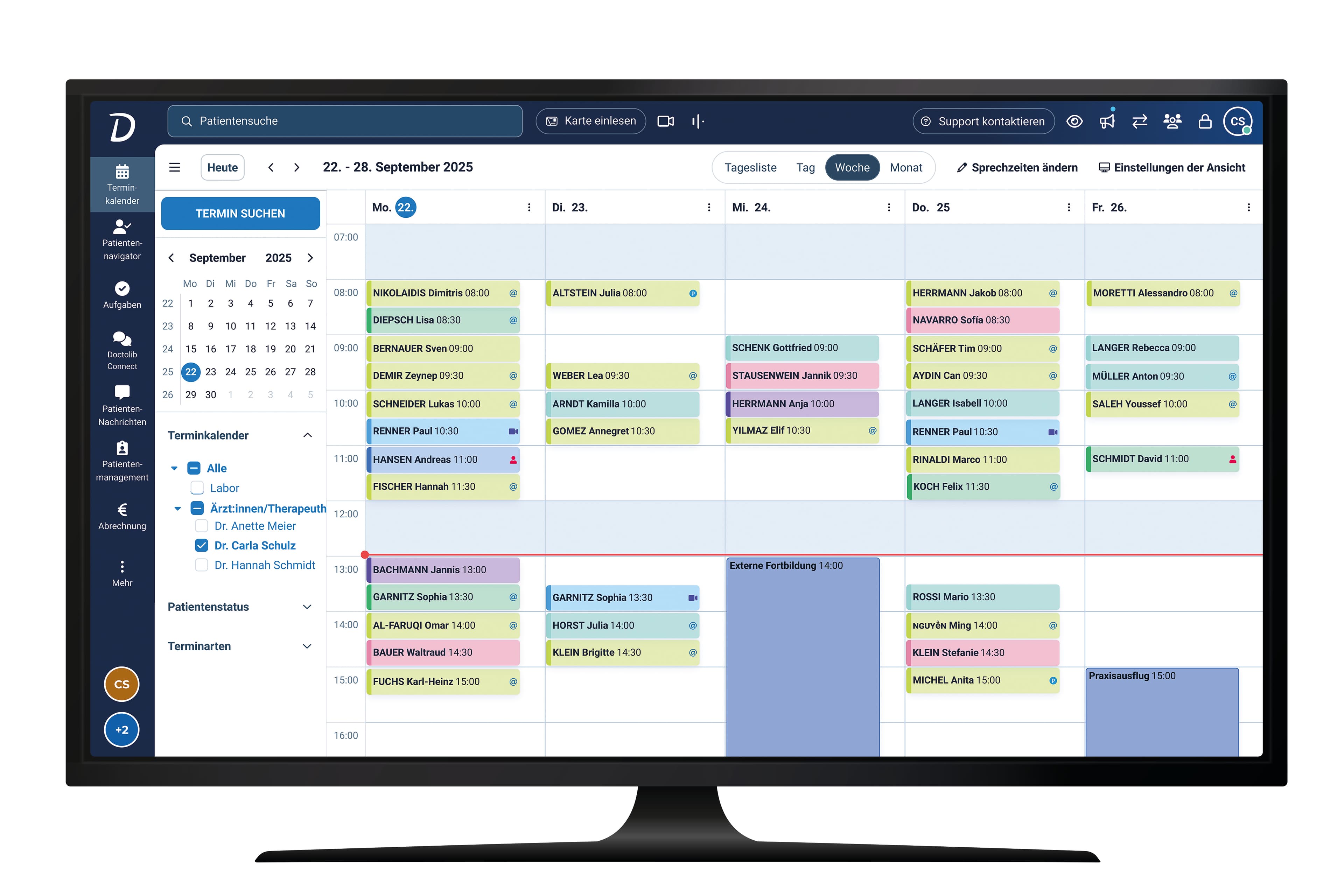 Doctolib-Terminkalender mit Wochenansicht
